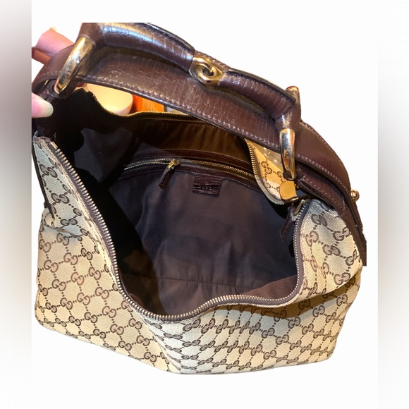 Gucci Hobo monogram,100% authentic,canvass,made in Italy,gold tone - Picture 6 of 13